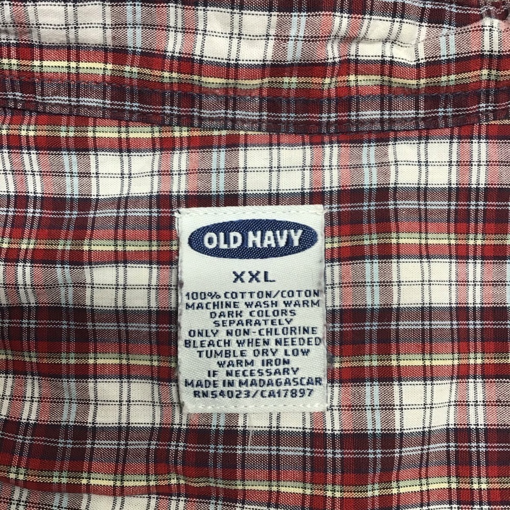 Old Navy Men’s Red Plaid Button Down Cotton Shirt - Size XXL - Picture 4 of 4